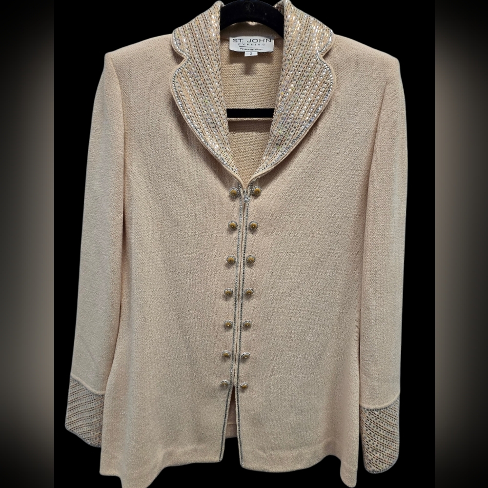 St. John Evening Blazer With Crystal Embellishments SZ 2
